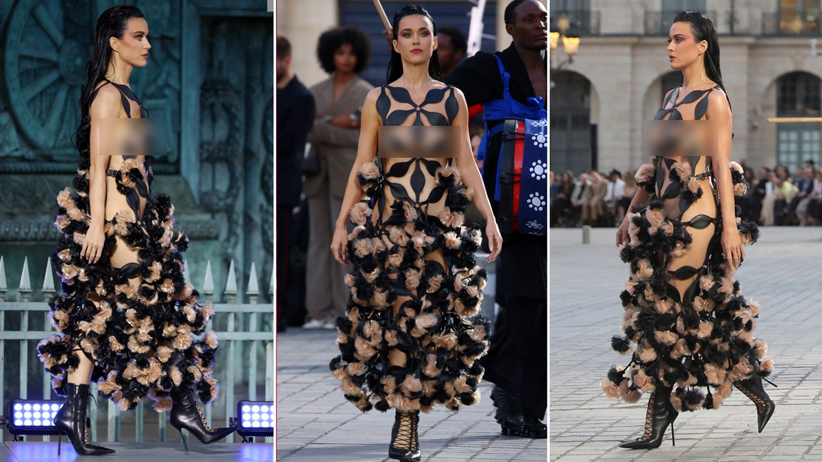 Katy Perry goes nearly naked wearing cut-out black dress in Paris