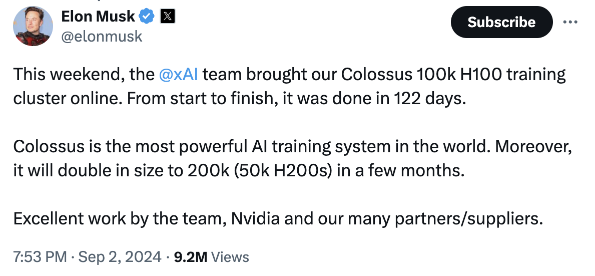 Elon Musk’s xAI Colossus goes online — and it really is colossal