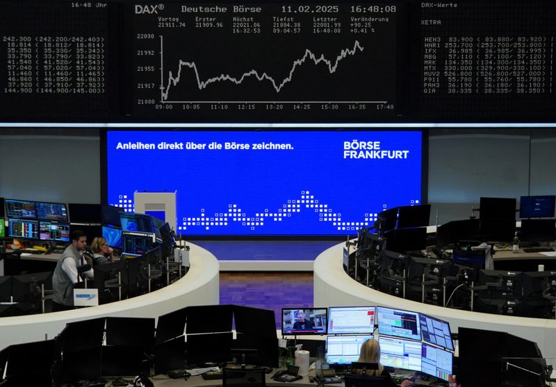 European shares end at record peak on earnings boost; tariffs eyed